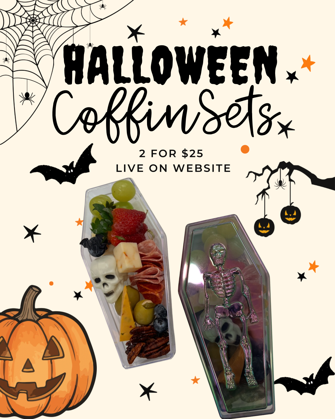 Mini Halloween charcuterie coffins (set of 2)