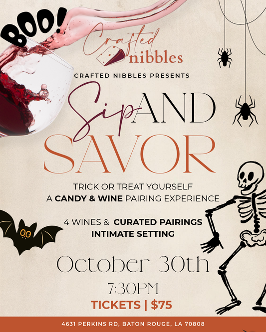 10/30 Sip & Savor: Trick or Treat Yourself a Candy & Wine Tasting Experience (7:30pm)