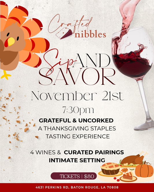 11/21 Sip & Savor: Grateful & Uncorked  Wine Pairing Experience (7:30pm)